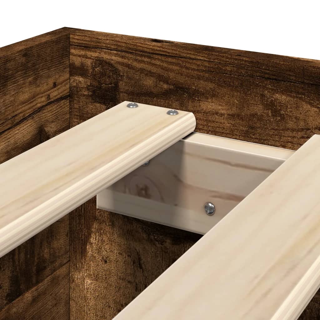 Bedframe zonder matras hout gerookt eikenkleurig 90x200 cm is nu te koop bij PeponiXL, paradijselijk wonen!
