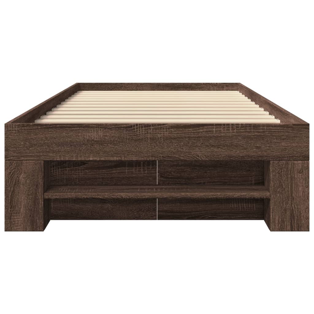 Bedframe zonder matras bewerkt hout bruin eikenkleur 90x200 cm is nu te koop bij PeponiXL, paradijselijk wonen!