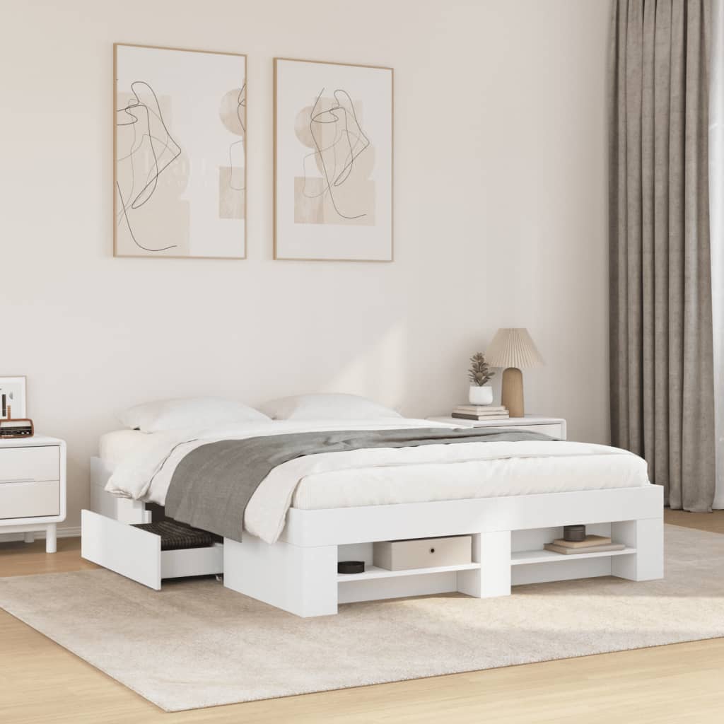 Bedframe massief hout wit 140x190 cm is nu te koop bij PeponiXL, paradijselijk wonen!