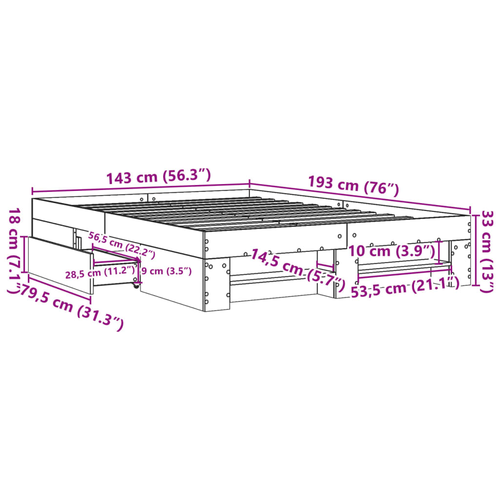 Bedframe massief hout wit 140x190 cm is nu te koop bij PeponiXL, paradijselijk wonen!