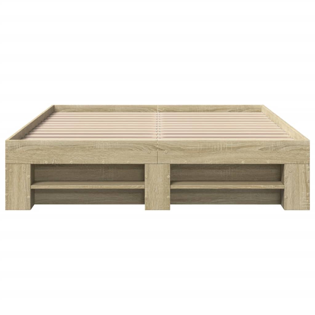 Bedframe zonder matras hout sonoma eikenkleurig 140x190 cm is nu te koop bij PeponiXL, paradijselijk wonen!