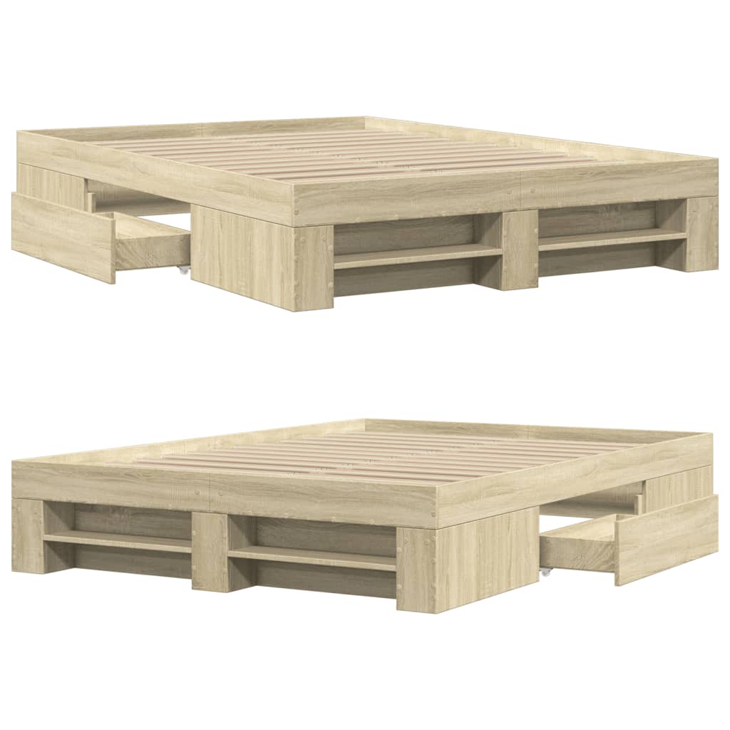 Bedframe zonder matras hout sonoma eikenkleurig 140x190 cm is nu te koop bij PeponiXL, paradijselijk wonen!