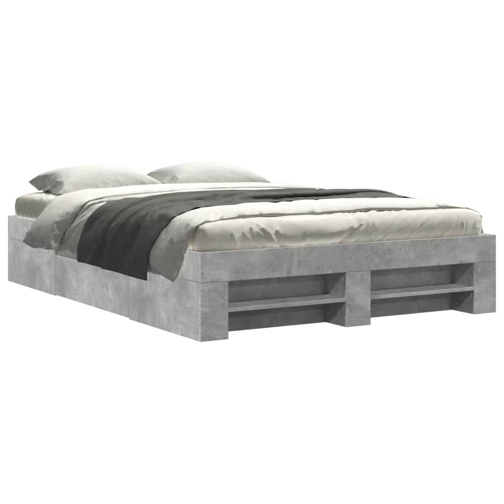 Bedframe bewerkt hout betongrijs 140x190 cm is nu te koop bij PeponiXL, paradijselijk wonen!