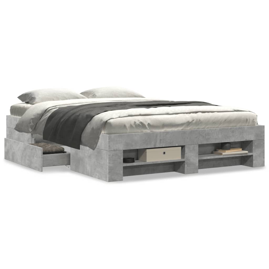 Bedframe bewerkt hout betongrijs 140x190 cm is nu te koop bij PeponiXL, paradijselijk wonen!