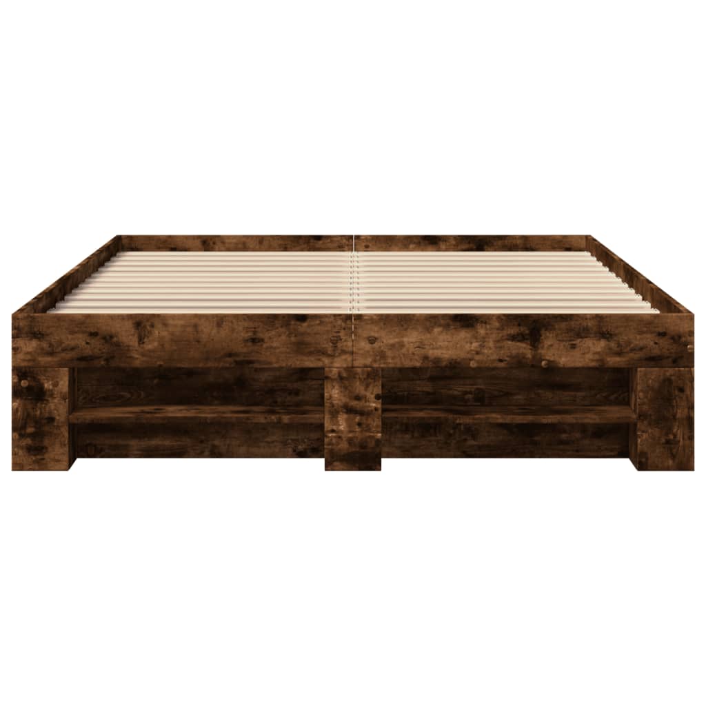 Bedframe zonder matras hout gerookt eikenkleurig 140x190 cm is nu te koop bij PeponiXL, paradijselijk wonen!