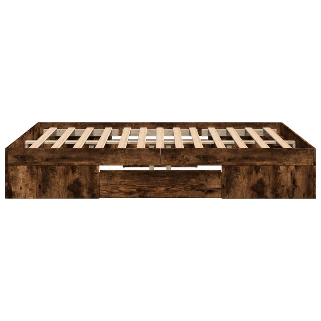 Bedframe zonder matras hout gerookt eikenkleurig 140x190 cm is nu te koop bij PeponiXL, paradijselijk wonen!