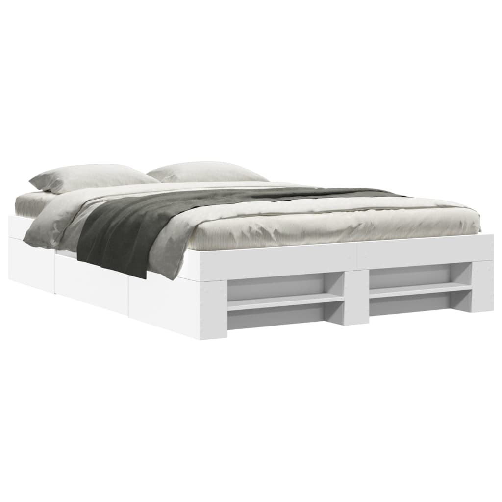Bedframe bewerkt hout wit 135x190 cm is nu te koop bij PeponiXL, paradijselijk wonen!