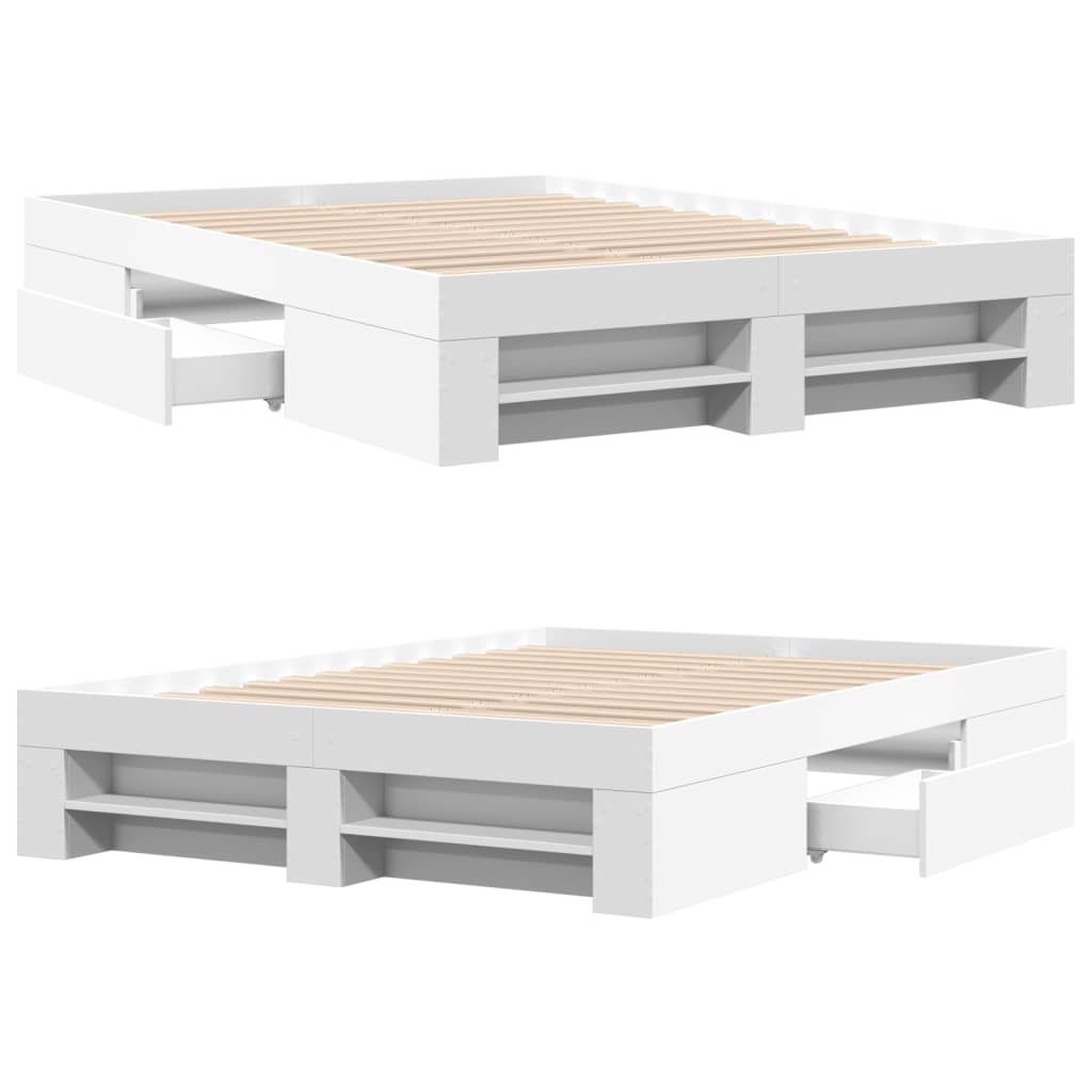 Bedframe bewerkt hout wit 135x190 cm is nu te koop bij PeponiXL, paradijselijk wonen!