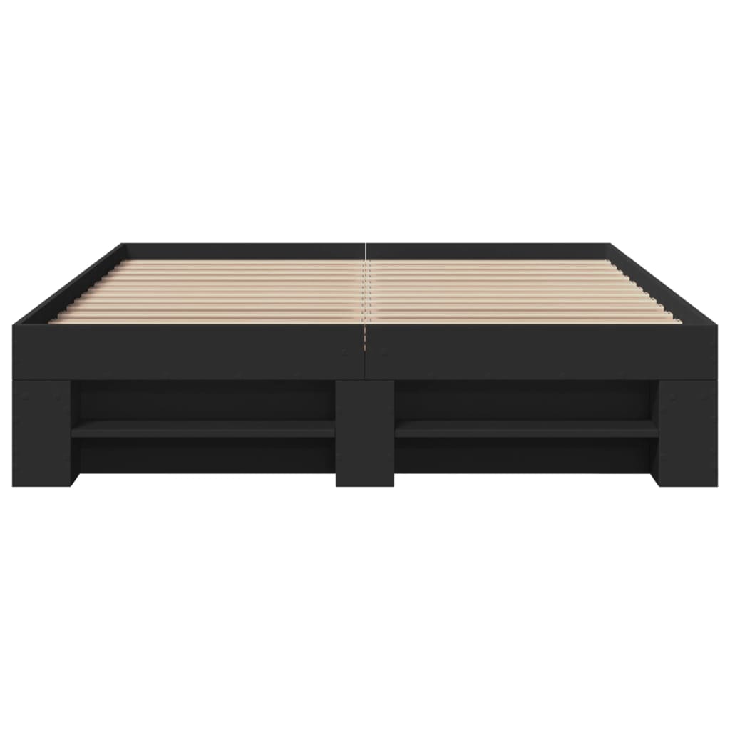 Bedframe bewerkt hout zwart 135x190 cm is nu te koop bij PeponiXL, paradijselijk wonen!