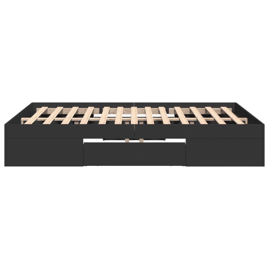 Bedframe bewerkt hout zwart 135x190 cm is nu te koop bij PeponiXL, paradijselijk wonen!