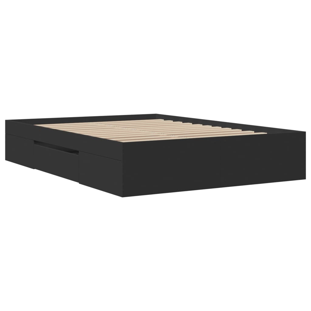 Bedframe bewerkt hout zwart 135x190 cm is nu te koop bij PeponiXL, paradijselijk wonen!