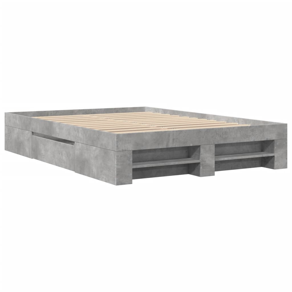 Bedframe bewerkt hout betongrijs 135x190 cm is nu te koop bij PeponiXL, paradijselijk wonen!