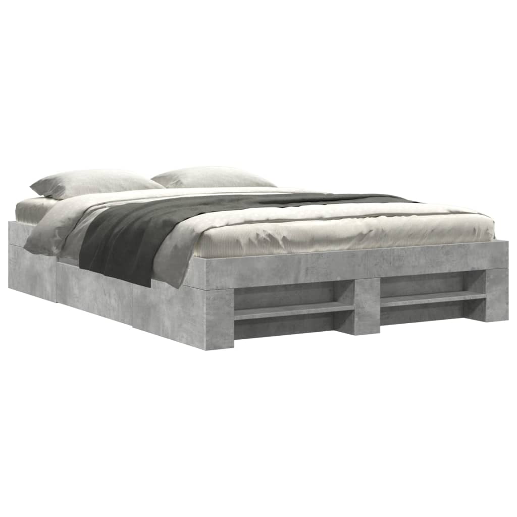 Bedframe bewerkt hout betongrijs 135x190 cm is nu te koop bij PeponiXL, paradijselijk wonen!