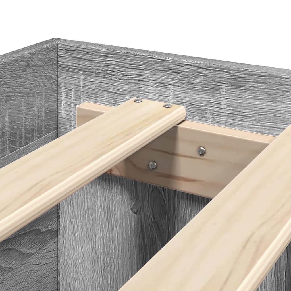 Bedframe bewerkt hout grijs sonoma eikenkleurig 135x190 cm is nu te koop bij PeponiXL, paradijselijk wonen!