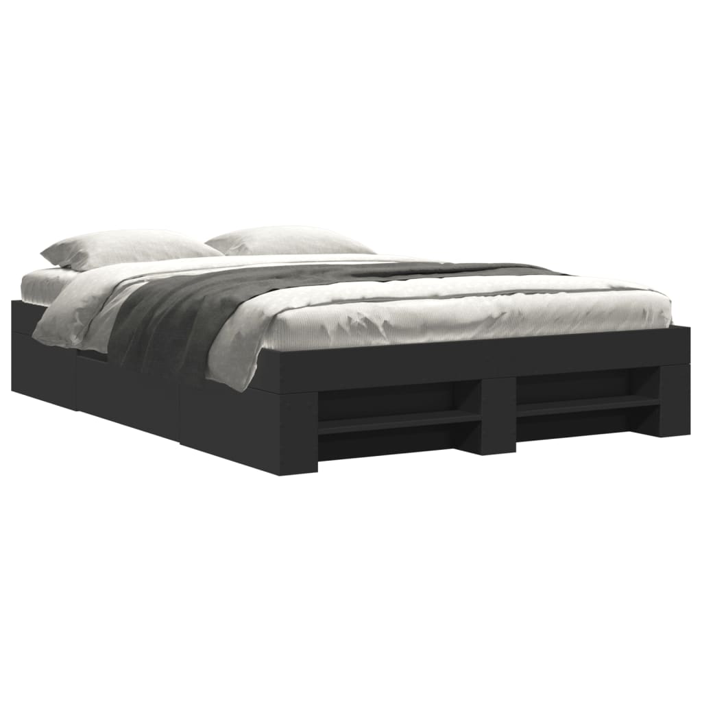 Bedframe bewerkt hout zwart 120x190 cm is nu te koop bij PeponiXL, paradijselijk wonen!