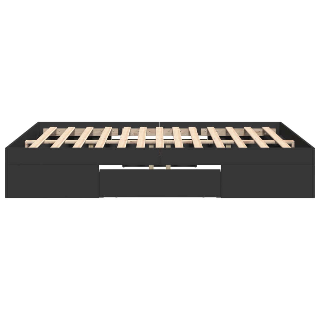 Bedframe bewerkt hout zwart 120x190 cm is nu te koop bij PeponiXL, paradijselijk wonen!