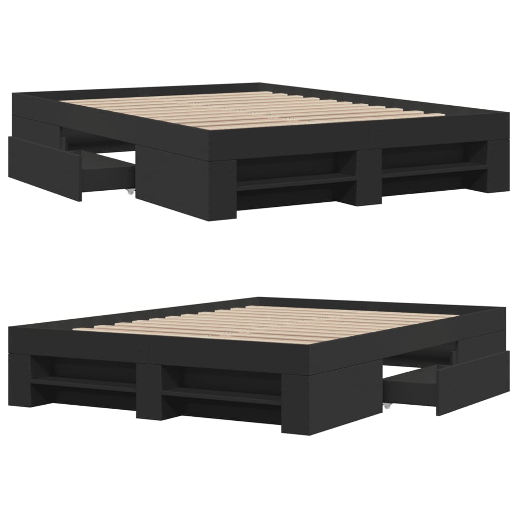 Bedframe bewerkt hout zwart 120x190 cm is nu te koop bij PeponiXL, paradijselijk wonen!
