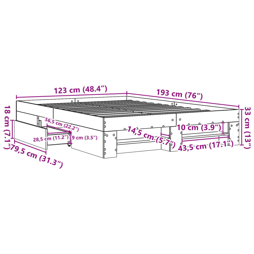 Bedframe bewerkt hout zwart 120x190 cm is nu te koop bij PeponiXL, paradijselijk wonen!