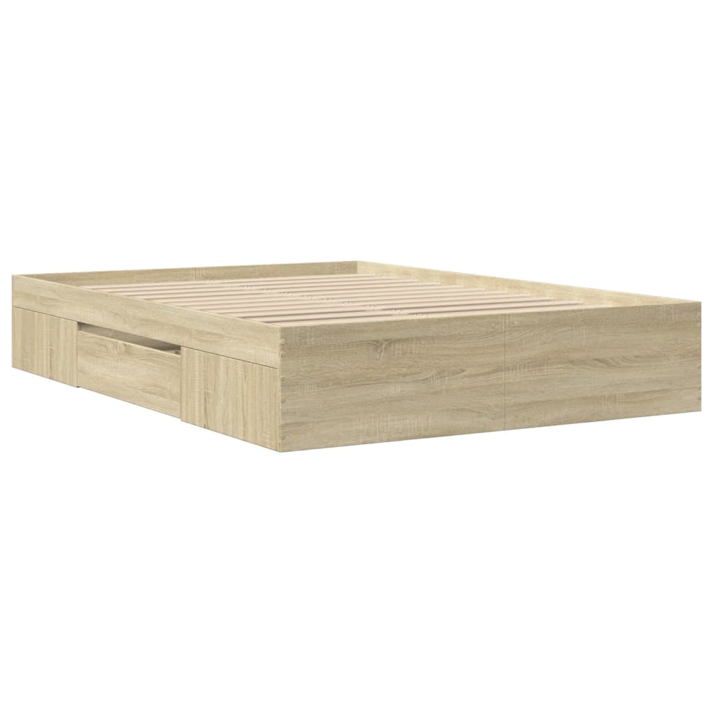 Bedframe zonder matras hout sonoma eikenkleurig 120x190 cm is nu te koop bij PeponiXL, paradijselijk wonen!