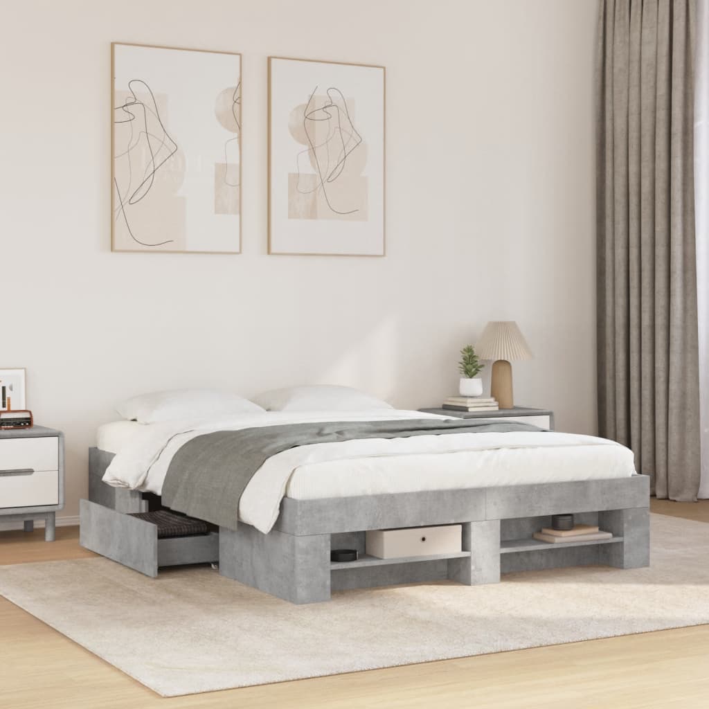 Bedframe bewerkt hout betongrijs 120x190 cm is nu te koop bij PeponiXL, paradijselijk wonen!
