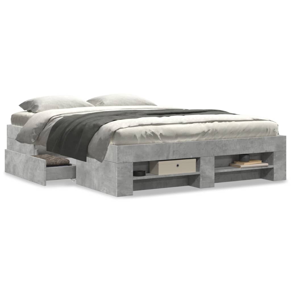 Bedframe bewerkt hout betongrijs 120x190 cm is nu te koop bij PeponiXL, paradijselijk wonen!