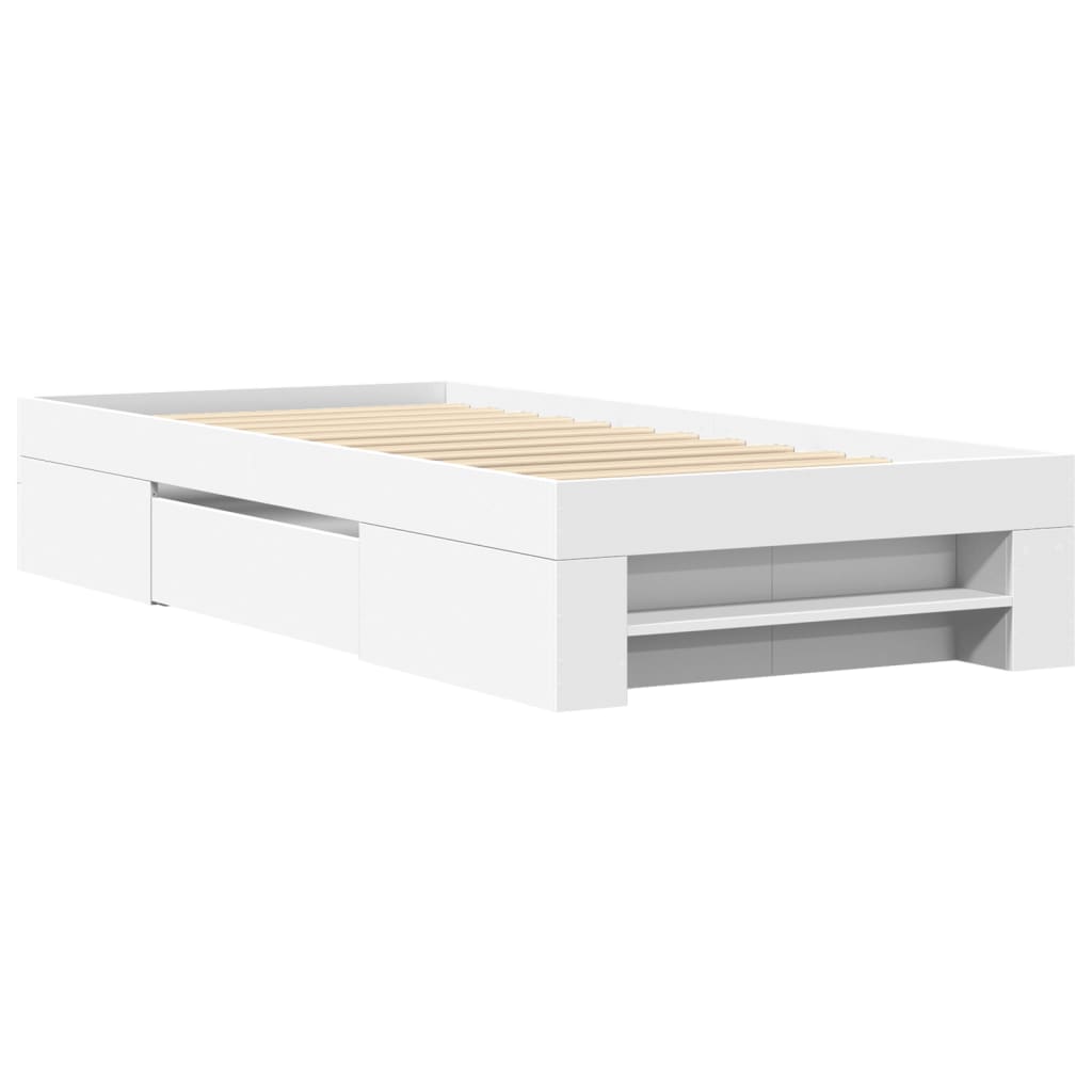 Bedframe bewerkt hout wit 90x190 cm is nu te koop bij PeponiXL, paradijselijk wonen!
