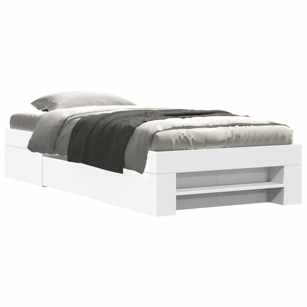 Bedframe bewerkt hout wit 90x190 cm is nu te koop bij PeponiXL, paradijselijk wonen!