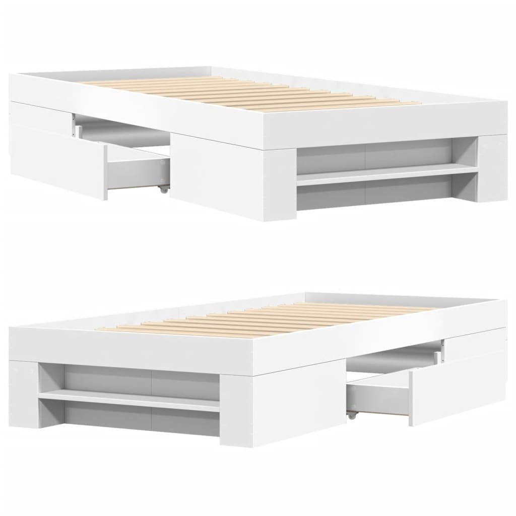 Bedframe bewerkt hout wit 90x190 cm is nu te koop bij PeponiXL, paradijselijk wonen!