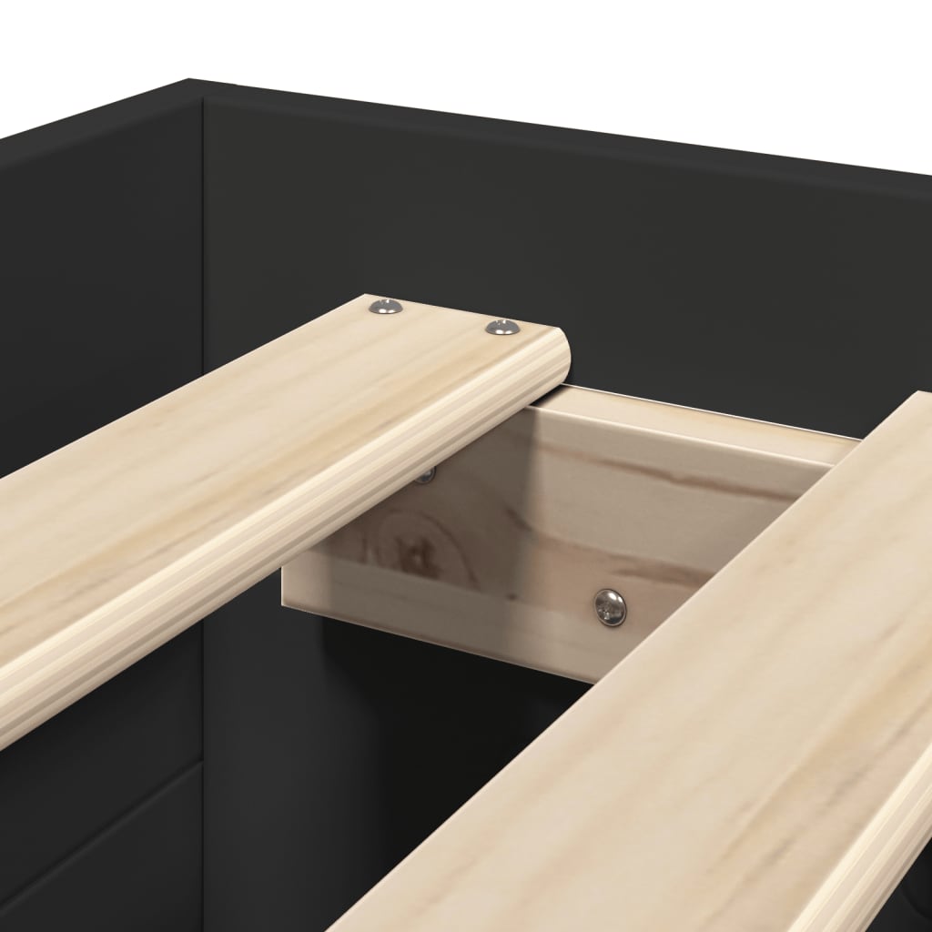 Bedframe bewerkt hout zwart 90x190 cm is nu te koop bij PeponiXL, paradijselijk wonen!