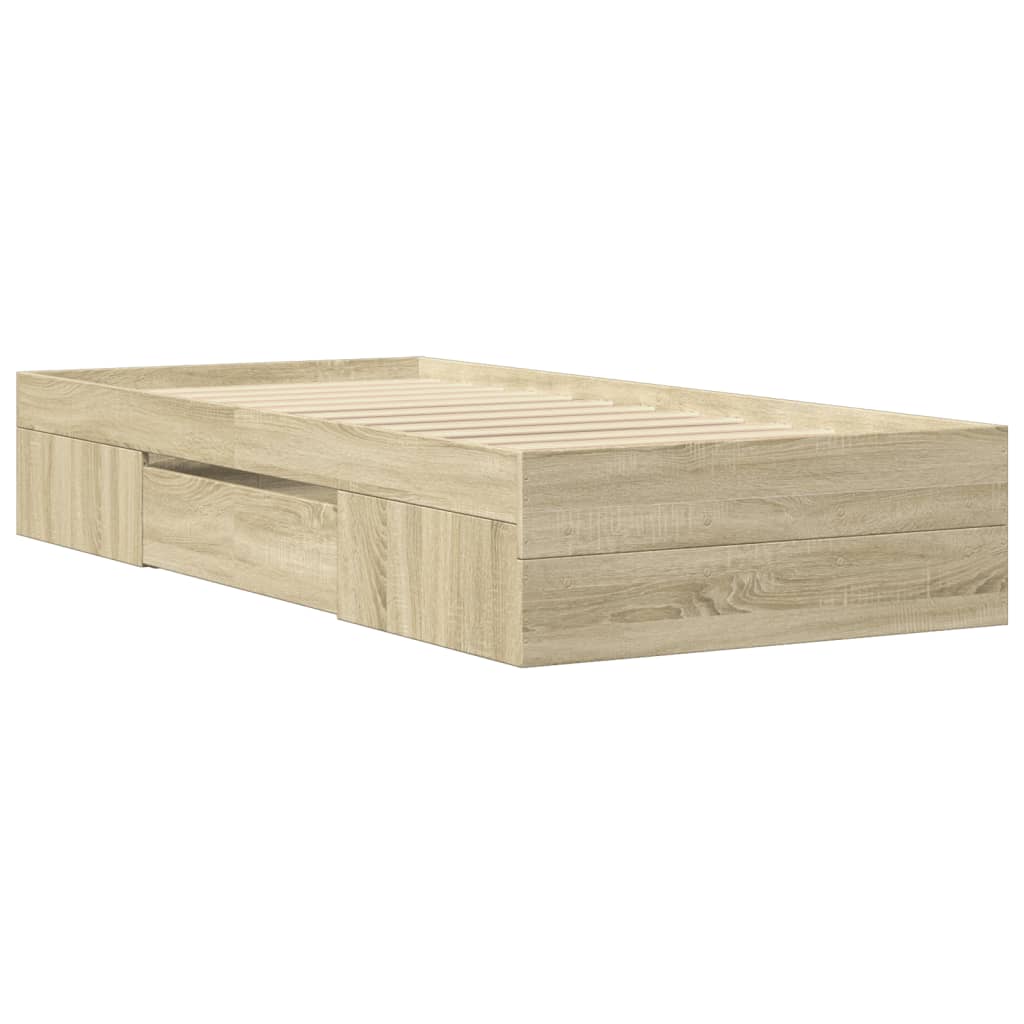 Bedframe zonder matras hout sonoma eikenkleurig 90x190 cm is nu te koop bij PeponiXL, paradijselijk wonen!
