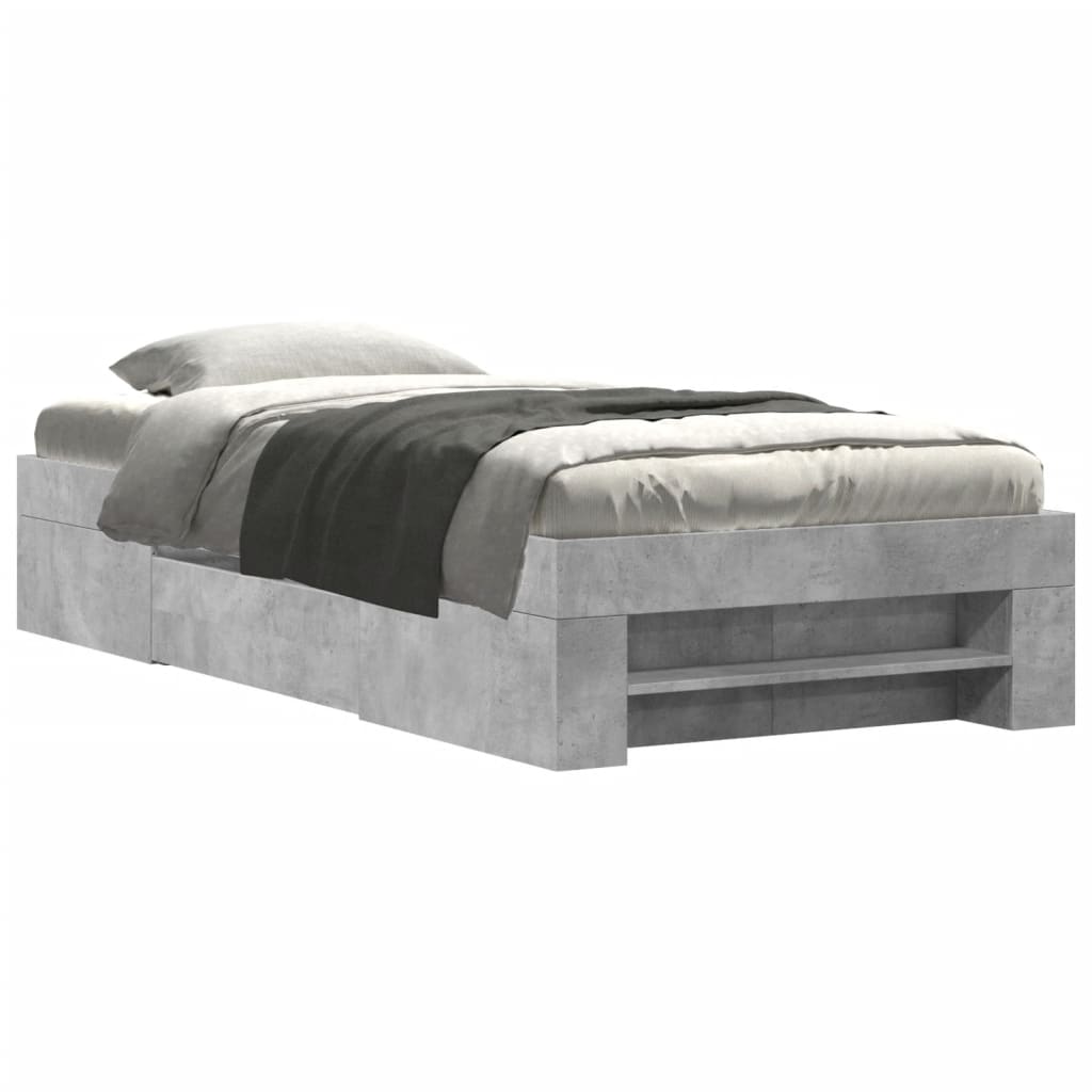 Bedframe bewerkt hout betongrijs 90x190 cm is nu te koop bij PeponiXL, paradijselijk wonen!