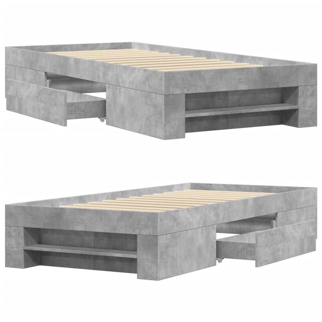 Bedframe bewerkt hout betongrijs 90x190 cm is nu te koop bij PeponiXL, paradijselijk wonen!