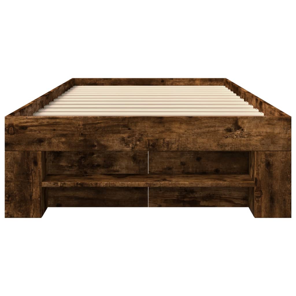 Bedframe zonder matras hout gerookt eikenkleurig 90x190 cm is nu te koop bij PeponiXL, paradijselijk wonen!