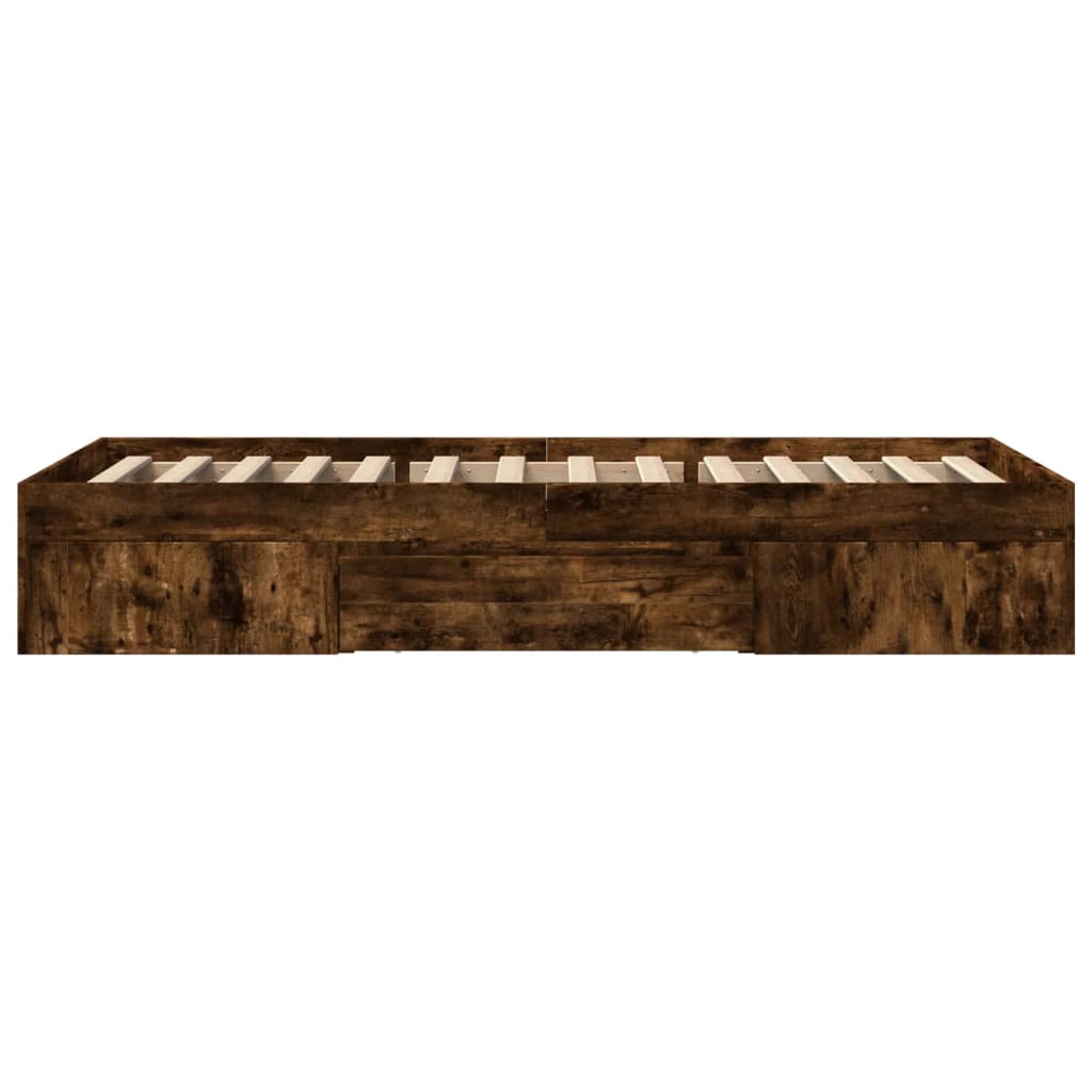 Bedframe zonder matras hout gerookt eikenkleurig 90x190 cm is nu te koop bij PeponiXL, paradijselijk wonen!