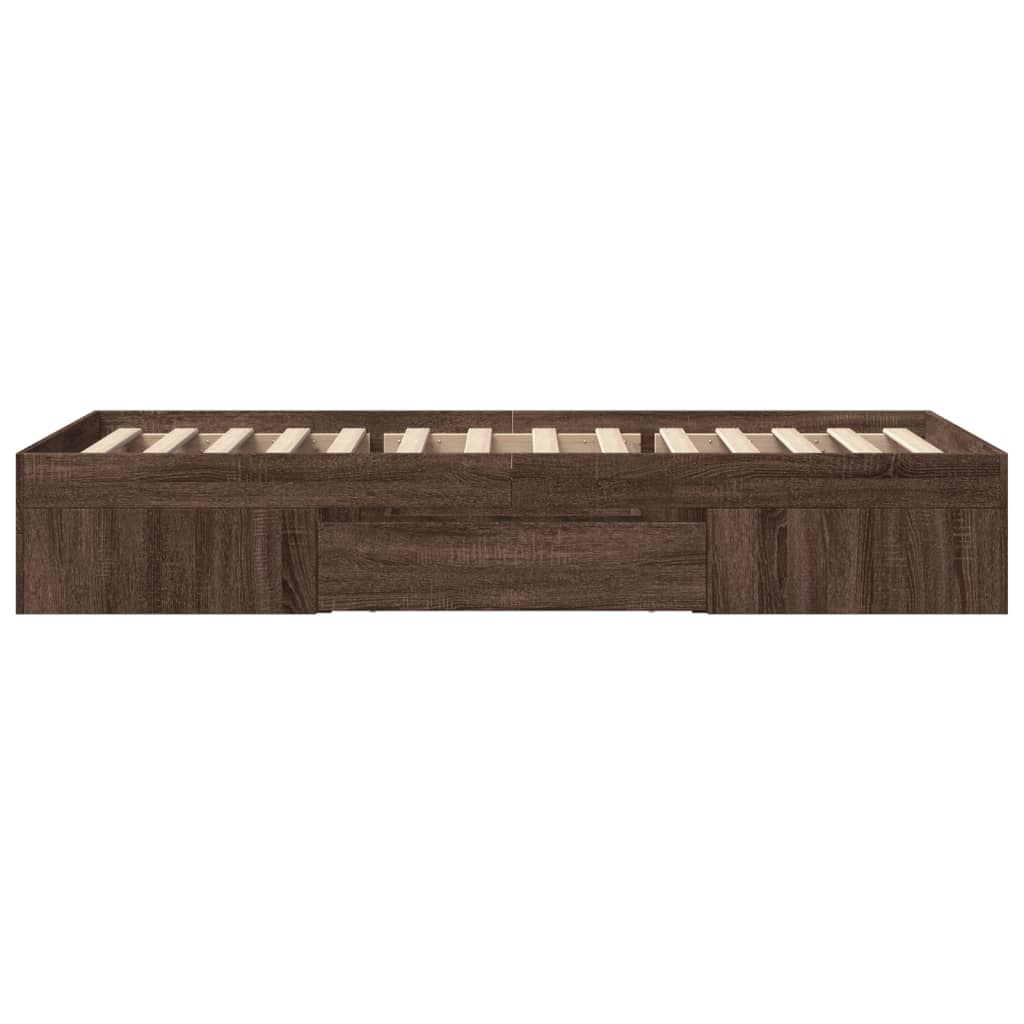 Bedframe zonder matras bewerkt hout bruin eikenkleur 90x190 cm is nu te koop bij PeponiXL, paradijselijk wonen!