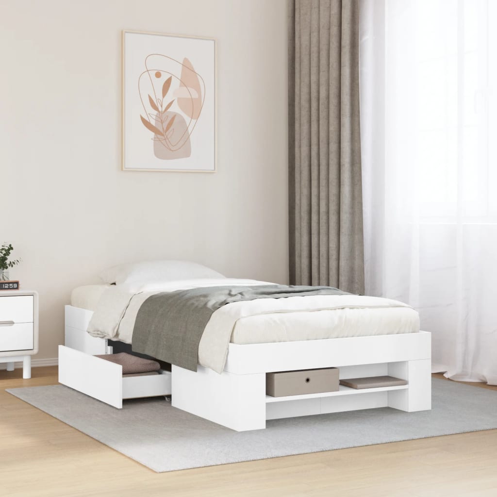 Bedframe bewerkt hout wit 75x190 cm is nu te koop bij PeponiXL, paradijselijk wonen!