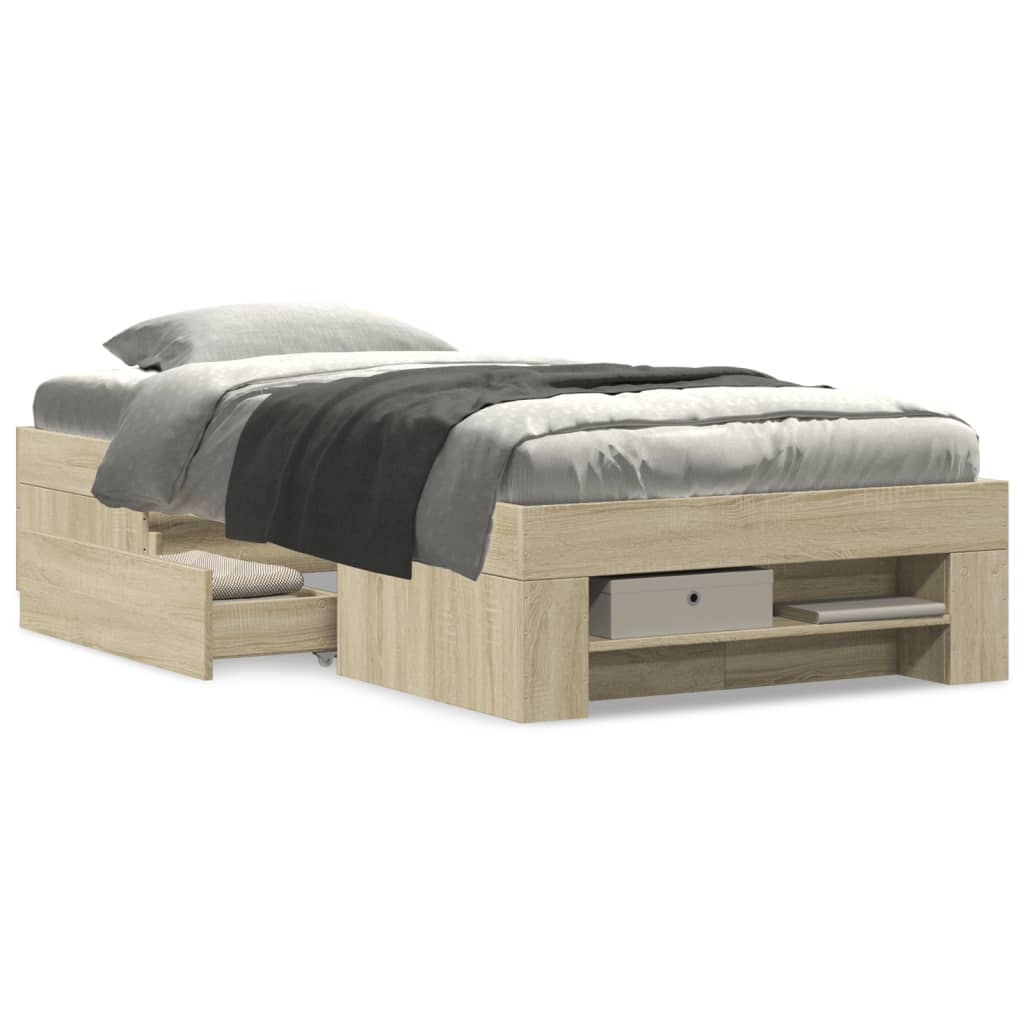 Bedframe zonder matras hout sonoma eikenkleurig 75x190 cm is nu te koop bij PeponiXL, paradijselijk wonen!