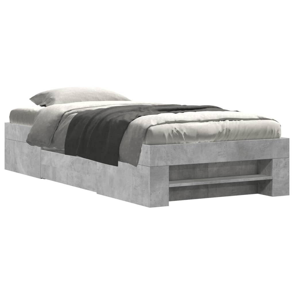 Bedframe bewerkt hout betongrijs 75x190 cm is nu te koop bij PeponiXL, paradijselijk wonen!