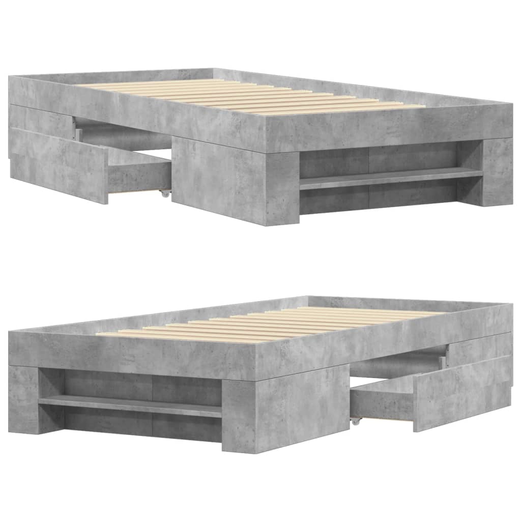 Bedframe bewerkt hout betongrijs 75x190 cm is nu te koop bij PeponiXL, paradijselijk wonen!