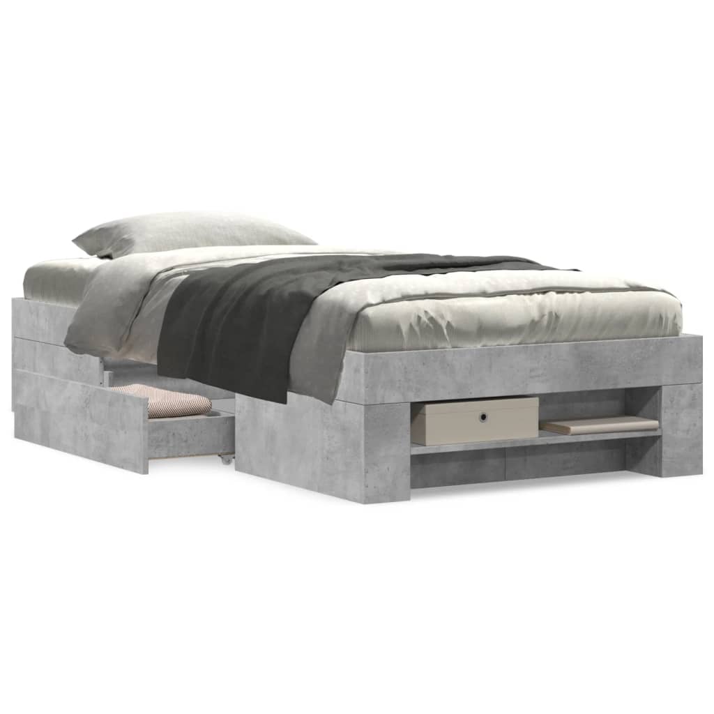 Bedframe bewerkt hout betongrijs 75x190 cm is nu te koop bij PeponiXL, paradijselijk wonen!