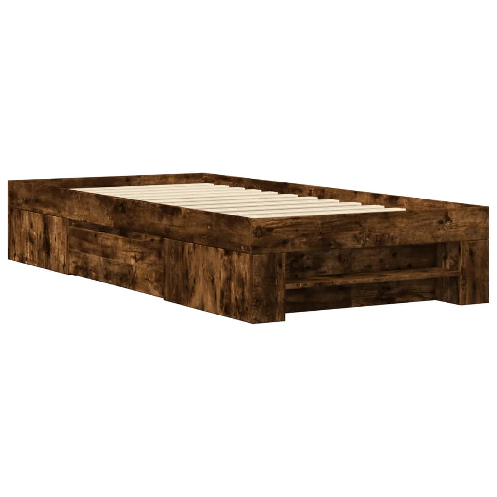 Bedframe zonder matras hout gerookt eikenkleurig 75x190 cm is nu te koop bij PeponiXL, paradijselijk wonen!