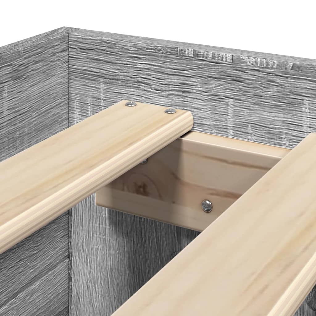 Bedframe bewerkt hout grijs sonoma eikenkleurig 75x190 cm is nu te koop bij PeponiXL, paradijselijk wonen!