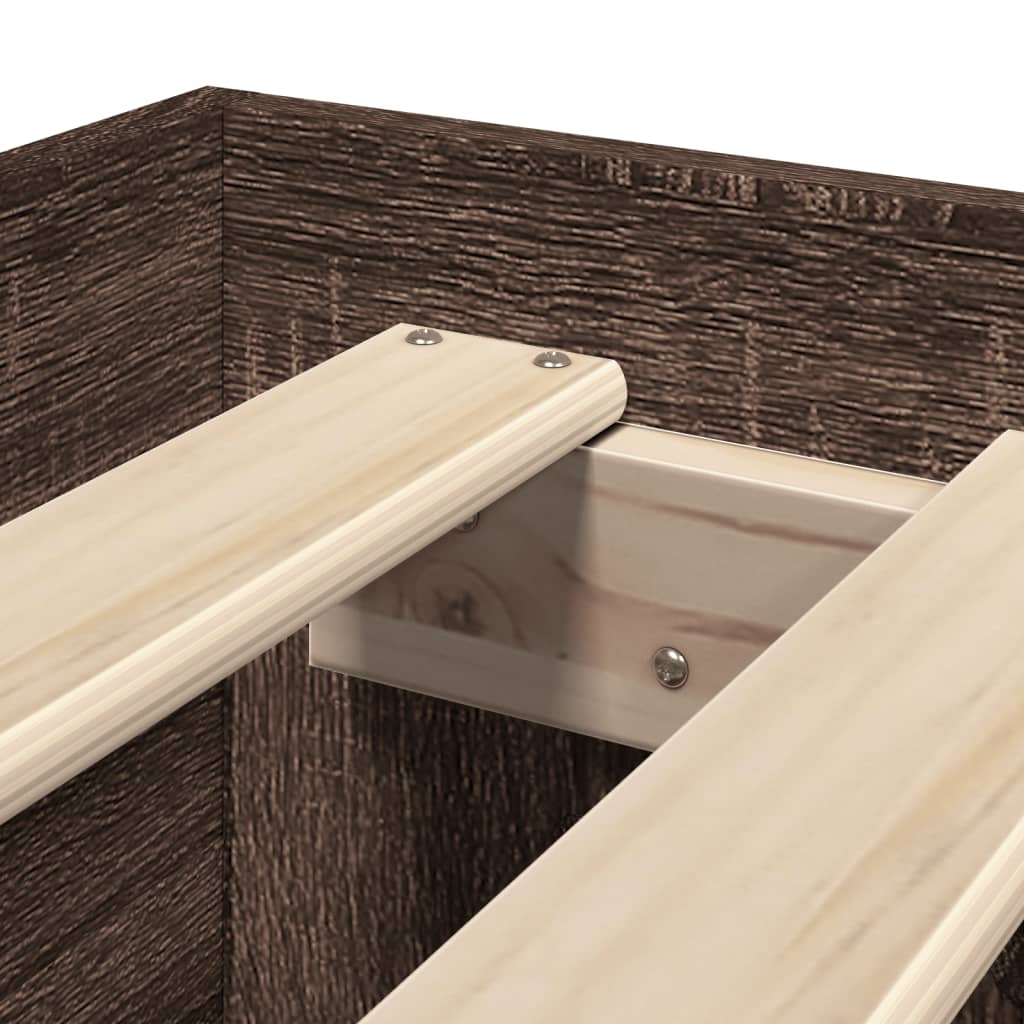 Bedframe zonder matras bewerkt hout bruin eikenkleur 75x190 cm is nu te koop bij PeponiXL, paradijselijk wonen!