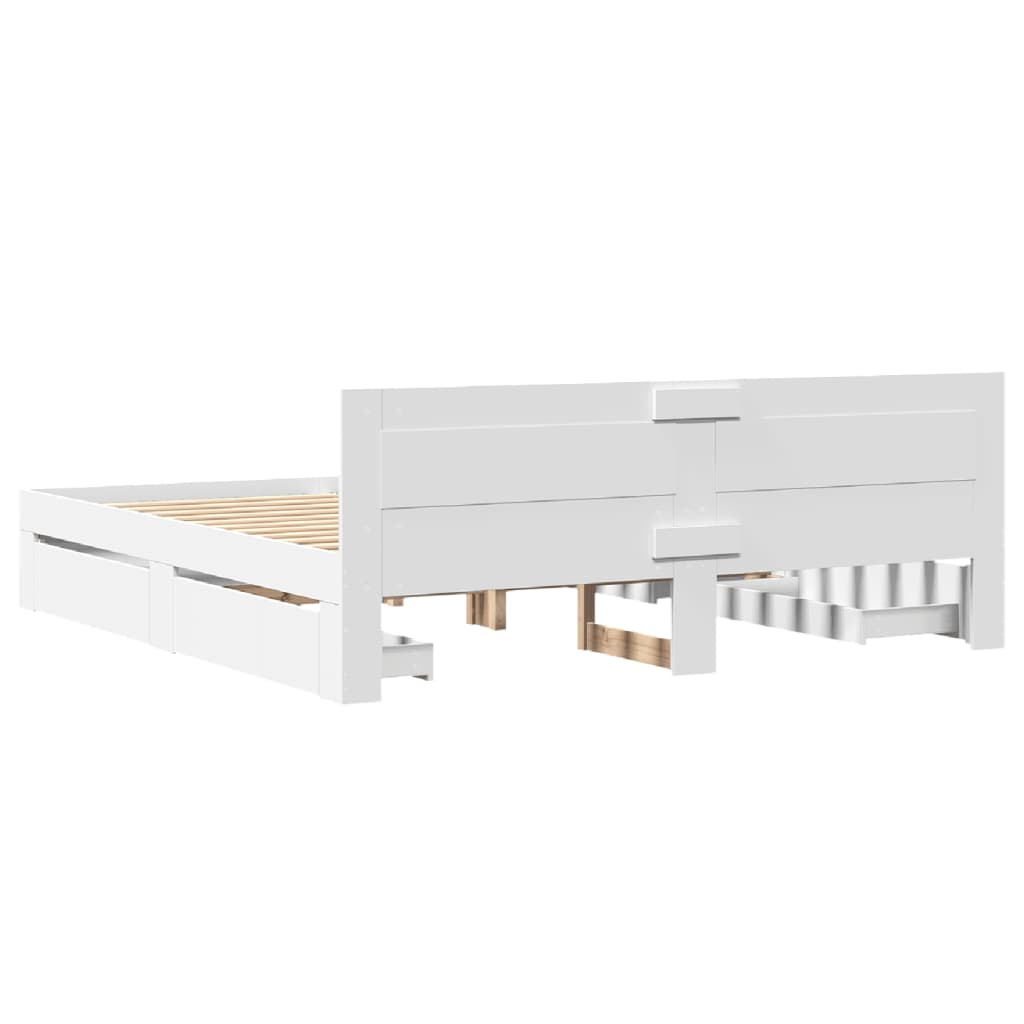 Bedframe met hoofdeinde zonder matras 200x200 cm wit is nu te koop bij PeponiXL, paradijselijk wonen!