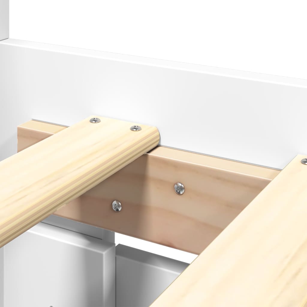 Bedframe met hoofdeinde zonder matras 200x200 cm wit is nu te koop bij PeponiXL, paradijselijk wonen!