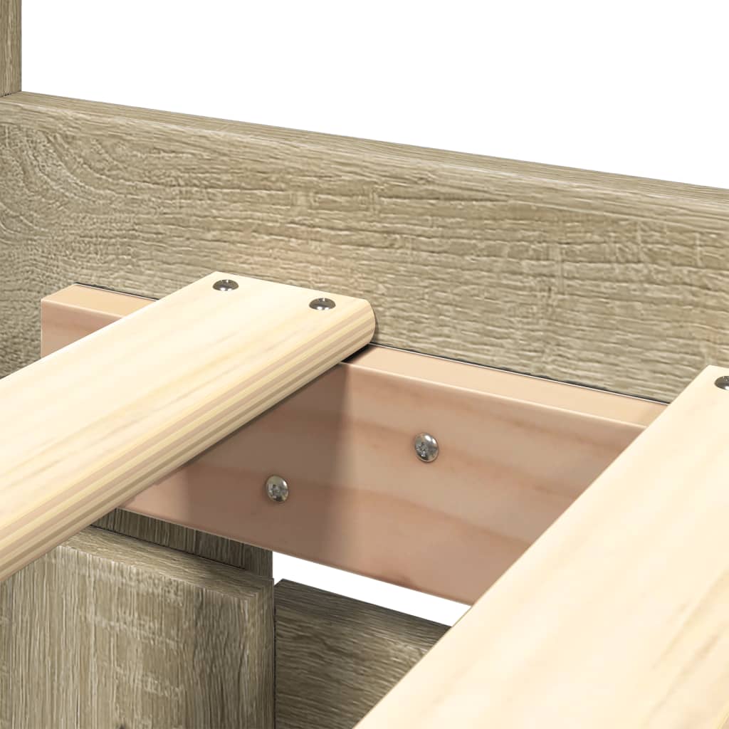 Bedframe met hoofdeinde bewerkt hout sonoma eiken 200x200 cm is nu te koop bij PeponiXL, paradijselijk wonen!