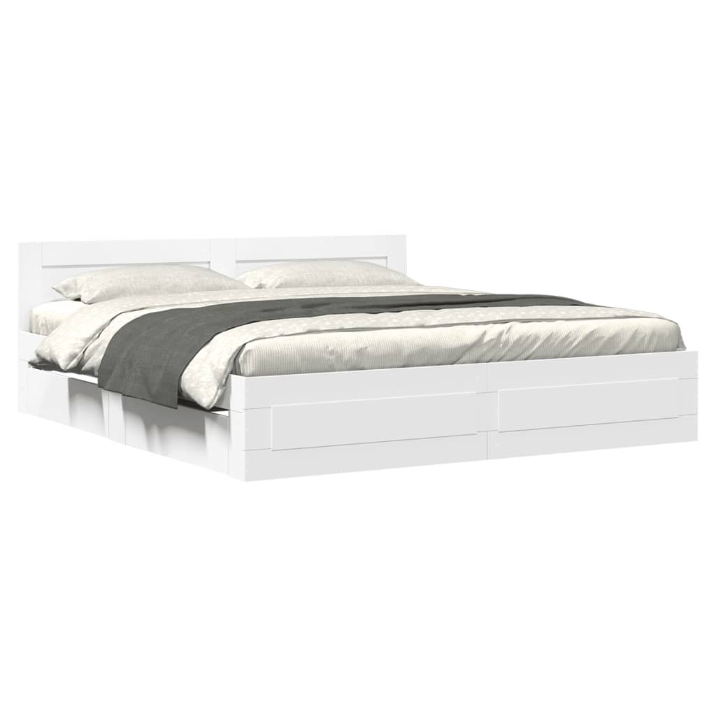 Bedframe met hoofdeinde zonder matras 180x200 cm wit is nu te koop bij PeponiXL, paradijselijk wonen!
