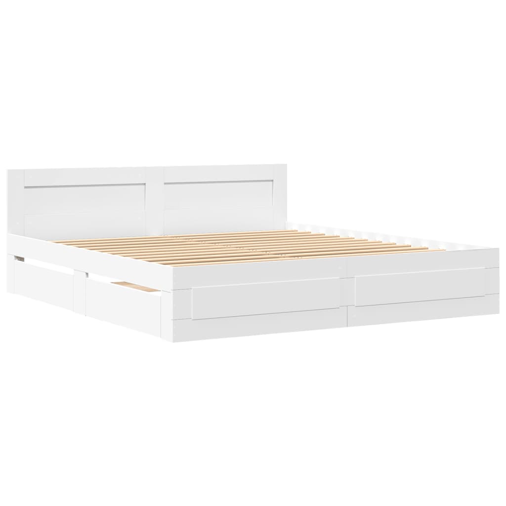 Bedframe met hoofdeinde zonder matras 180x200 cm wit is nu te koop bij PeponiXL, paradijselijk wonen!
