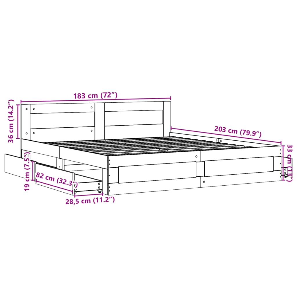 Bedframe met hoofdeinde bewerkt hout betongrijs 180x200 cm is nu te koop bij PeponiXL, paradijselijk wonen!