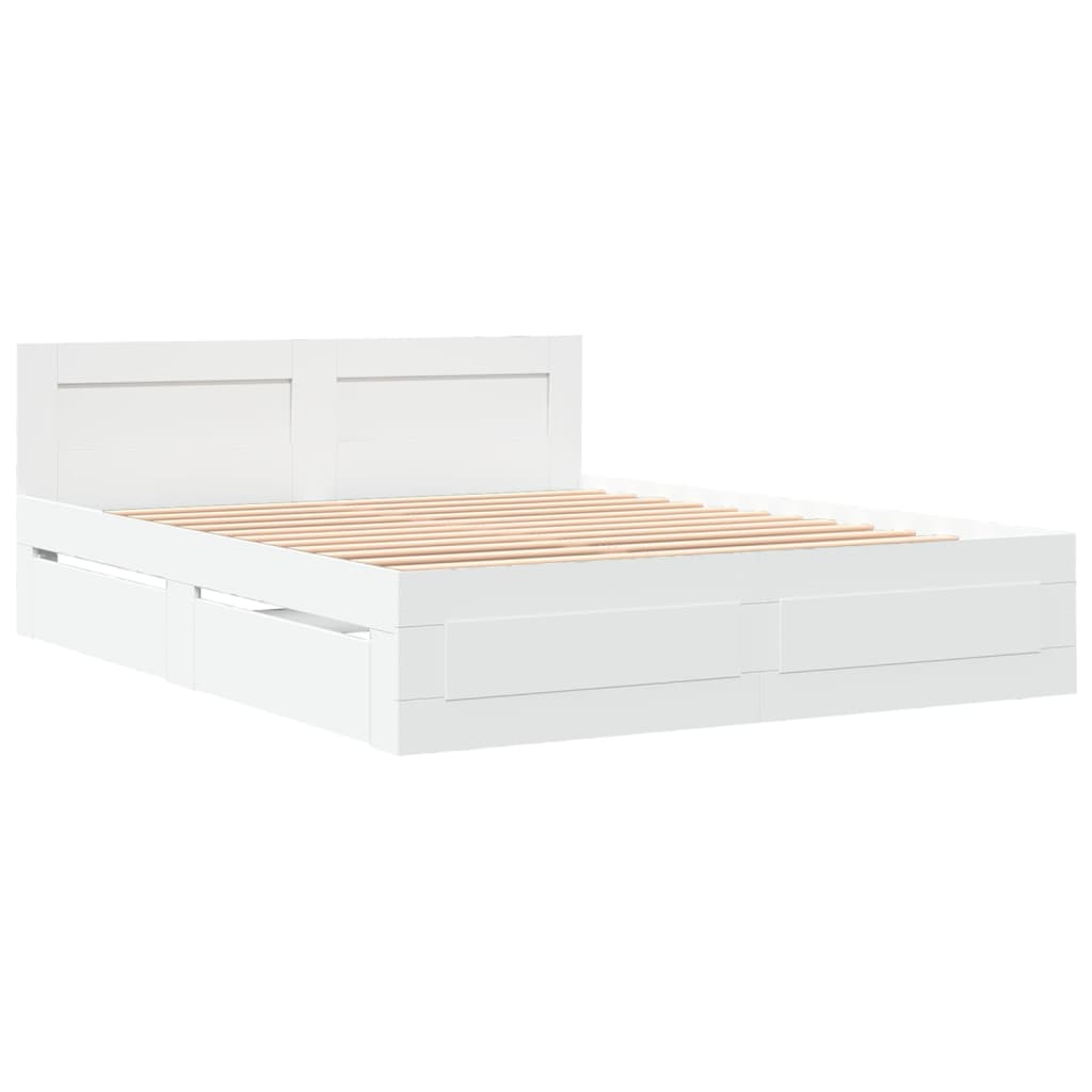 Bedframe met hoofdeinde zonder matras 160x200 cm wit is nu te koop bij PeponiXL, paradijselijk wonen!
